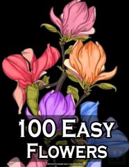 100 Easy Flowers Adult Coloring Book