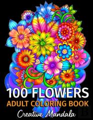 100 Flowers - Adult Coloring Book