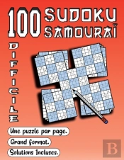100 Sudoku Samourai, Difficile, Une Puzzle Par Page, Grand Format, Solutions Incluses