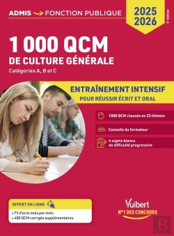 Bertrand.pt - 1000 Qcm De Culture Générale : Concours De La Fonction Publique 2025-2026 - Catégories A, B Et C