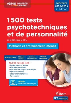 Bertrand.pt - 1500 Tests Psychotechniques Et De Personnalité ; Méthode Et Entraînement ; Catégories A, B Et C (Concnours 2016/2017)