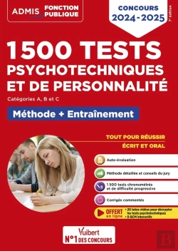 Bertrand.pt - 1500 Tests Psychotechniques Et De Personnalité - Méthode Et Entraînement Intensif : Concours 2024-2025 ; Catégories A, B Et C (Édition 2024/2025)