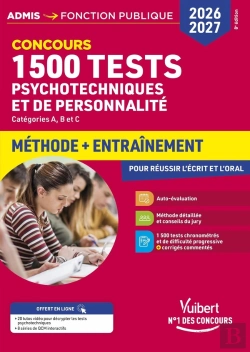 Bertrand.pt - 1500 Tests Psychotechniques Et De Personnalité - Méthode Et Entraînement Intensif - Concours 2026-2027 : Catégories A, B Et C