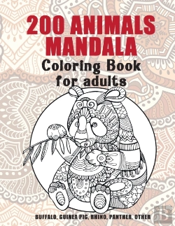 Bertrand.pt - 200 Animals Mandala - Coloring Book For Adults - Buffalo, Guinea Pig, Rhino, Panther, Other