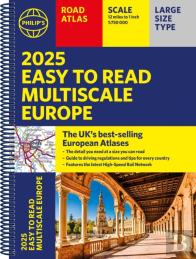 2025 Philip'S Easy To Read Multiscale Road Atlas Europe