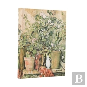 2026 Cezanne'S Terracotta Pots And Flowers Midi 12-Month Day-At-A-Time Hardcover Flexi Dayplanner 2026 (Elastic Band Closure)