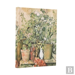 Bertrand.pt - 2026 Cezanne'S Terracotta Pots And Flowers Midi 12-Month Day-At-A-Time Hardcover Flexi Dayplanner 2026 (Elastic Band Closure)