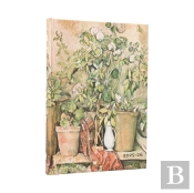 2026 Cezanne'S Terracotta Pots And Flowers Midi 18-Month Horizontal Hardcover Flexi Dayplanner 2025-2026 (Elastic Band Closure)