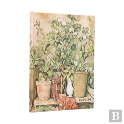 Bertrand.pt - 2026 Cezanne'S Terracotta Pots And Flowers Midi 18-Month Horizontal Hardcover Flexi Dayplanner 2025-2026 (Elastic Band Closure)