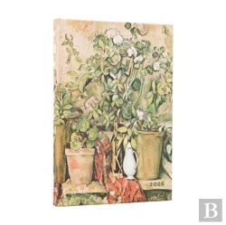 Bertrand.pt - 2026 Cezanne'S Terracotta Pots And Flowers Mini 12-Month Verso Hardcover Flexi Dayplanner 2026 (Elastic Band Closure)