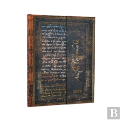 Bertrand.pt - 2026 Michelangelo, Handwriting (Embellished Manuscripts Collection) Ultra 12-Month Verso Hardcover Flexi Dayplanner 2026 (Wrap Closure)