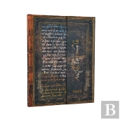 2026 Michelangelo, Handwriting (Embellished Manuscripts Collection) Ultra 12-Month Vertical Hardcover Flexi Dayplanner 2026 (Wrap Closure)