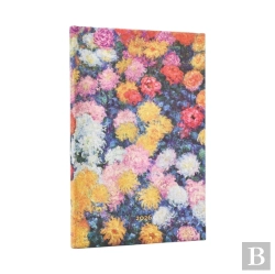 Bertrand.pt - 2026 Monet'S Chrysanthemums Maxi 12-Month Vertical Hardcover Flexi Dayplanner 2026 (Elastic Band Closure)