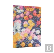 2026 Monet'S Chrysanthemums Midi 18-Month Horizontal Hardcover Flexi Dayplanner 2025-2026 (Elastic Band Closure)