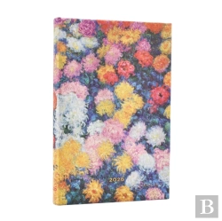 Bertrand.pt - 2026 Monet'S Chrysanthemums Mini 12-Month Horizontal Hardcover Flexi Dayplanner 2026 (Elastic Band Closure)