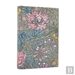 Bertrand.pt - 2026 Morris Pink Honeysuckle (William Morris) Mini 12-Month Day-At-A-Time Hardcover Flexi Dayplanner 2026 (Elastic Band Closure)