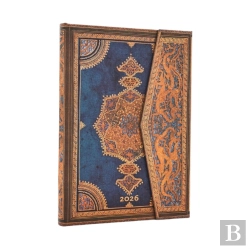 Bertrand.pt - 2026 Safavid Indigo (Safavid Binding Art) Midi 12-Month Vertical Hardcover Flexi Dayplanner 2026 (Wrap Closure)