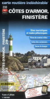 208 Cotes D'Armor, Finistere Carte Routiere Et Touristique 1/180 000