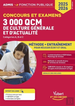 Bertrand.pt - 3000 Qcm De Culture Générale Et D'Actualité - Méthode Et Entraînement - Catégories A, B Et C : Concours 2025-2026
