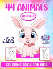 44 Animals Coloring Book For Kids Ages 4-8