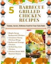 5 Barbecue Grilled Chicken Recipes - Yummy, Savory, Delicious Food For Your Taste Buds - Brown Gold White Illustration