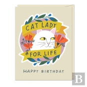 6-Pack Em & Friends Cat Lady For Life - Birthday Sticker Cards