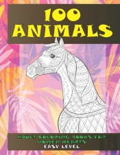 Adult Coloring Books For Women Hearts - 100 Animals - Easy Level