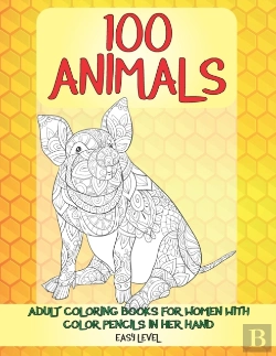 Bertrand.pt - Adult Coloring Books For Women With Color Pencils In Her Hand - 100 Animals - Easy Level