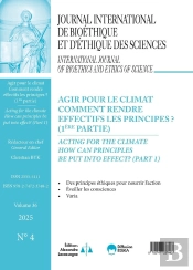 Agir Pour Le Climat Comment Rendre Effectifs Les Principes ? 1ère Partie : Journal International De Bioéthique Et D'Ethique Des Sciences Vol 36 N°4