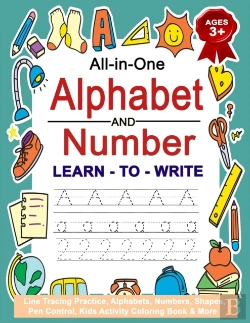 Bertrand.pt - All-In-One Alphabet And Number Learn To Write | Ages 3+ | Line Tracing Practice Alphabets, Numbers, Shapes, Pen Control, Kids Activity Coloring Book & More |