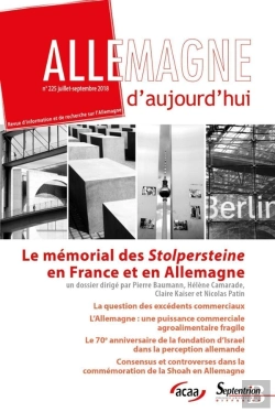 Bertrand.pt - Allemagne D'Aujourd'Hui : Le Mémorial Des Stolersteine En France Et En Allemagne. : Revue Allemagne D'Aujourd'Hui, N°225 Juillet-Septembre 2018