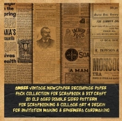 Amber Vintage Newspaper Decoupage Paper Pack Collection For Scrapbook & Diy Craft 20 Old Aged Double Sided Pattern For Scrapbooking & Collage Art 4 Design For Invitation Making & Ephemera Cardmaking