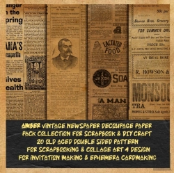Bertrand.pt - Amber Vintage Newspaper Decoupage Paper Pack Collection For Scrapbook & Diy Craft 20 Old Aged Double Sided Pattern For Scrapbooking & Collage Art 4 Design For Invitation Making & Ephemera Cardmaking