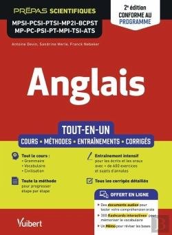 Bertrand.pt - Anglais Mpsi - Pcsi - Ptsi - Mp2i - Bcpst - Mp - Pc - Psi - Pt - Mpi - Tsi - Ats - Tout-En-Un : Cours - Méthodes Détaillées - Vocabulaire - Exercices Et Sujets De Concours Corrigés