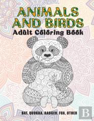 Animals And Birds - Adult Coloring Book - Bat, Quokka, Badger, Fox, Other