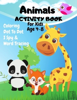 Bertrand.pt - Animals Dot To Dot, Coloring, I Spy & Word Tracing Activity Book For Kids 4-8