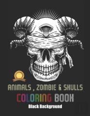 Animals Zombie Skulls Coloring Book Black Background