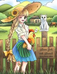 Anime Girls With Animals Coloring Book For Adults