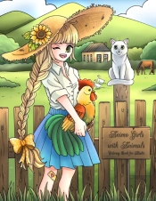Anime Girls With Animals Coloring Book For Adults