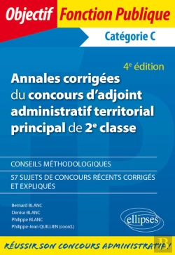 Bertrand.pt - Annales Corrigées Du Concours D'Adjoint Administratif Territorial Principal De 2e Classe - 4e Édition