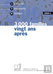 Annales De Demographie Historique ; 3000 Familles Vingt Ans Apres