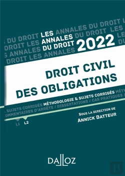 Bertrand.pt - Annales Droit Civil Des Obligations 2022 - Methodologie & Sujets Corriges