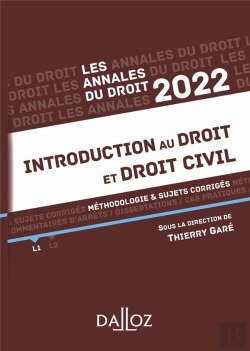 Bertrand.pt - Annales Introduction Au Droit Et Droit Civil 2022 - Methodologie & Sujets Corriges