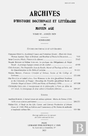 Archives D'Histoire Littéraire Et Doctrinale Du Moyen Âge Xcii - 2025