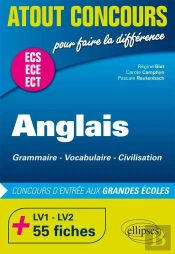 Atout Concours : Anglais : Grammaire - Vocabulaire - Civilisation ; Prépas Ecs/Ece ;  Lv1 Et Lv2.; 55 Fiches ; Concours D'Entrée Aux Grandes Écoles