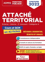 Attache Territorial - Categorie A - Cours Et Qcm En 42 Fiches - Externe, Interne - Concours 2022