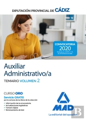 Auxiliar Administrativo/A De La Diputación Provincial De Cádiz. Temario Volumen 2