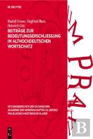 Beitrage Zur Bedeutungserschliessung Im Althochdeutschen Wortschatz