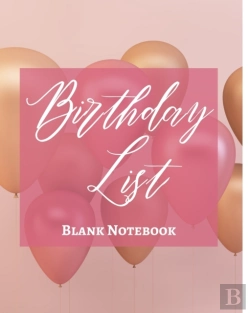 Bertrand.pt - Birthday List - Blank Notebook - Write It Down - Pastel Pink Gold Brown White Abstract Design - Celebration, Party, Fun