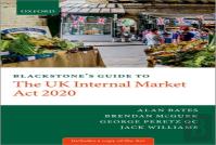 Blackstone'S Guide To The Uk Internal Market Act 2020